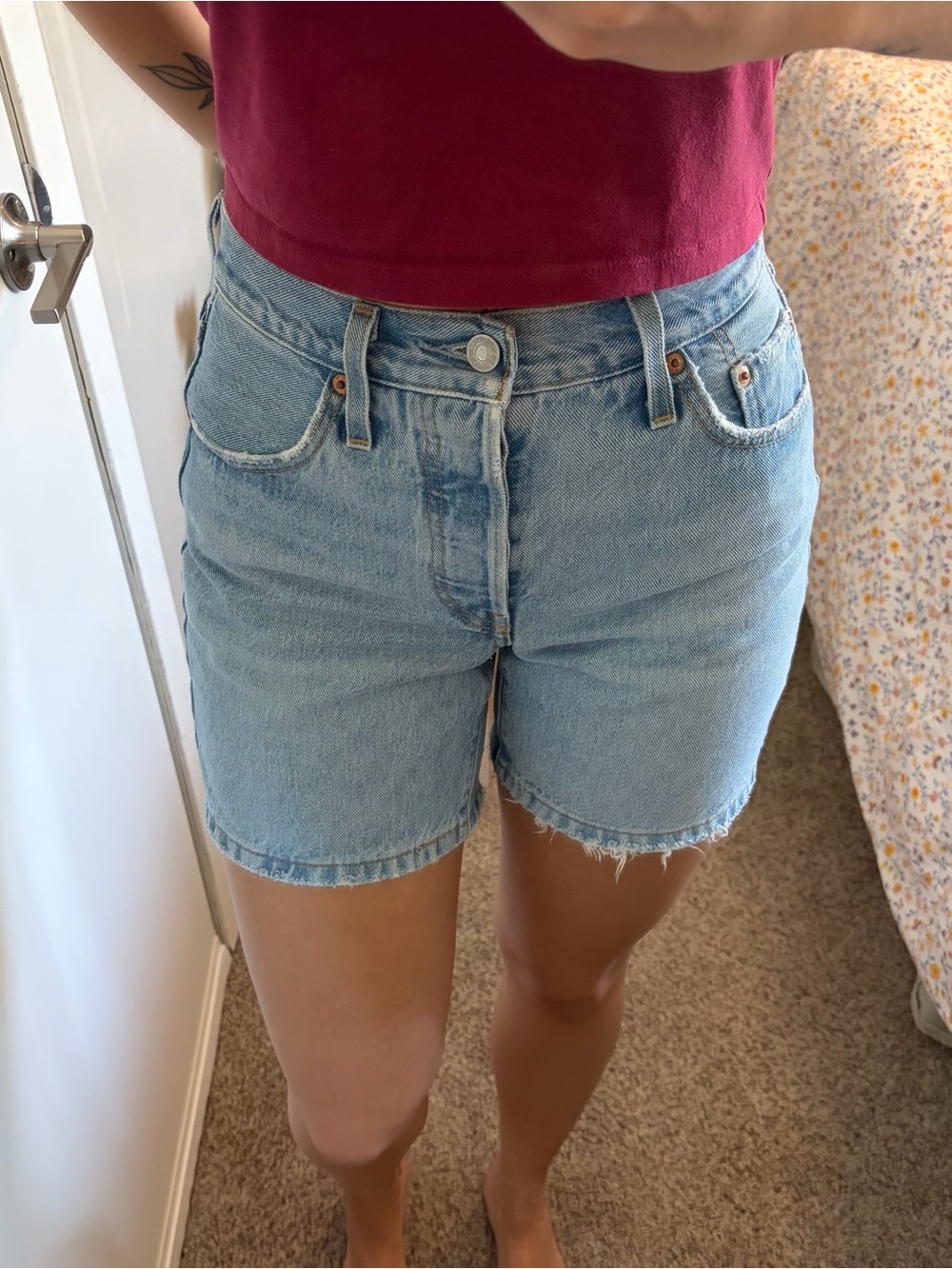 Levi's Mid Thigh Light Blue Denim Shorts